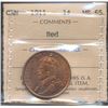 Image 1 : 1911 1¢ ICCS MS65RD.  80% red and lustrous.