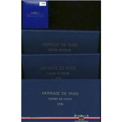 World Coinage Sets;  includes 1974, 1975, 1976  Monnaie De Paris (Fleurs de Coins Sets), Silver Proo