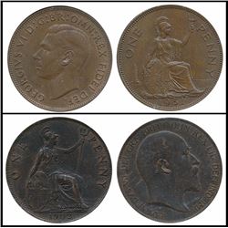 Great Britain;  includes 1951 Penny, UNC lustrous brown & 1902 AU50, ICCS graded.  Lot of 2 coins.  