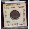 Image 1 : US American Civil War Token Lot;  includes 1863 UNION FOREVER with Navy Ship issue.  Strong details,