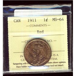 1911 1¢ ICCS MS64RD.