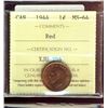 Image 1 : 1944 1¢ ICCS MS64RD.  Deep wine red issue.