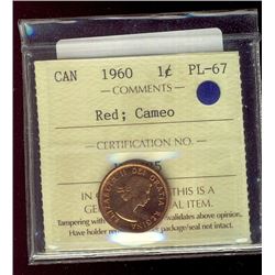 1960 1¢ ICCS PL67RD Cameo. Top graded.