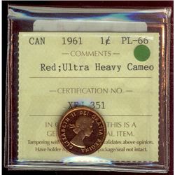 1961 1¢ ICCS PL66 Ultra Heavy Cameo.