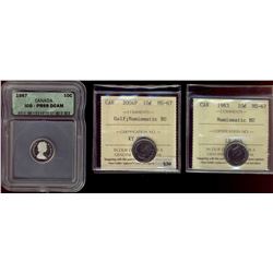 1983 10¢, 2004P Gold ICCS MS67 NBU & 1987 ICG PR69 DCAM.  Lot of 3 coins.