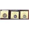Image 1 : 1947 25¢ ML, 1953 Sml Dt & 1942 50¢.  Lot of 3 ICCS graded coins MS60 to MS62.