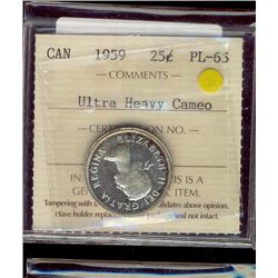 1959 25¢ ICCS PL65 Ultra Heavy Cameo.