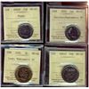 Image 1 : 2000 25¢ Caribou MS67 NBU, 2004P Poppy MS65, 2001 50¢ MS66 & 2004 Loon MS66 NBU.  Lot of 4 coins all