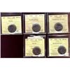 Image 1 : 2008 25¢ Skiing, Snowboarding, 2011 Bison, 2012 Brock (Colour) & Brock all ICCS MS66.  Lot of 5 coin