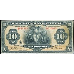 Barclays Bank of Canada 1929 $10 B020913, CH-30-10-04a, Dickinson signature, only 6 examples known,