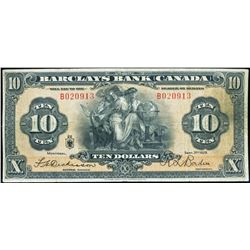 Barclays Bank of Canada 1929 $10 B020913, CH-30-10-04a, Dickinson signature, only 6 examples known, 