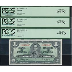 1937 $1 BC-21d #HN1243647 & 649.  Lot of 2 notes both PCGS Gem UNC66PPQ.