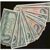 Image 1 : 1954 $1 BC-29a(5), BC-29b(4), $2 BC-30a(3), BC-30b, 1954 Mod $1(2), $2(3) & 1973(3).  Avg VG for gra