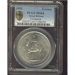 Great Britain;  1953 Crown KM#894, PCGS MS64.  Coronation issue.