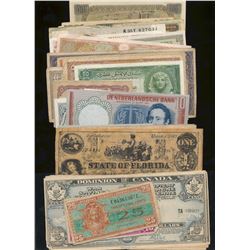 World Banknote Lot;  includes issues from Greece(21), UK(2), Libya, France(2), Japan, Netherlands, B