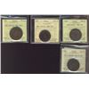 Image 1 : Tokens, NF-1C1 VF, PE-7C4 EF, LC-48C2 MS-60, WE-2A2 AU-55.  Lot of 4 ICCS graded tokens.  WE-2A2 com