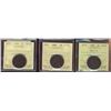 Image 1 : Nfld 1880 1¢ Oval 0 VG8, 1888 F12 & 1890 VF30.  Lot of 3 coins all ICCS graded.