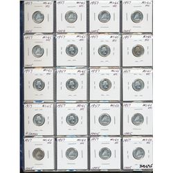 1957 10¢ Roll+;  includes 53 pieces all in 2x2's.  MS63 to MS65 for grades.  Lots of Cameo to Hvy Ca