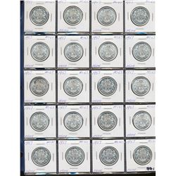 1957 50¢ BU Partial Roll Lot;  includes 20 pieces all in 2x2's full white MS63 to MS65.  A nice lot 