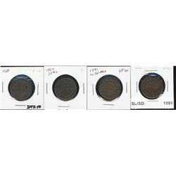 1858 1¢, 1859 DP N#1, 1891 SLSD & 1891 LLSD.  Lot of 4 key issues.