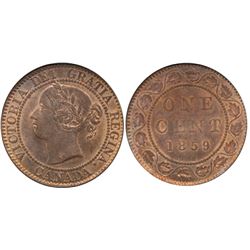 1859 1¢ Nar 9 Repunched 5 CCCS MS65RD,  Gem 85% red.  Attractive example with nice fields and clean 