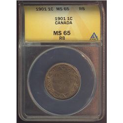 1901 1¢ ANACS MS65RB.