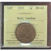 Image 1 : 1905 1¢ ICCS MS65RD.  Gem issue 85% red and lustrous.