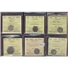 Image 1 : 1858 5¢ Sm, 1901, 1902H Sml, 1904, 1906 & 1922 all ICCS AU55.  Lot of 6 coins.