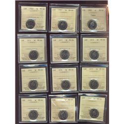 1965 5¢, 1967(2), 1969, 1970, 1971(2), 1973(3), 1975, 1976(2), 1979, 1982 & 1990.  Lot of 16 coins a