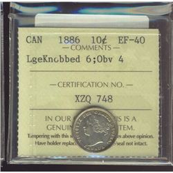 1886 10¢ LgeKnb 6; Obv 4 ICCS EF40.