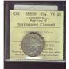 Image 1 : 1880H 25¢ Nar 0 ICCS VF20.  Designated as Corroded and cleaned.