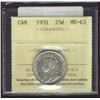 Image 1 : 1931 25¢ ICCS MS63.