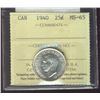 1940 25¢ ICCS MS65.  Gem blast white.