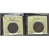 Image 1 : 1902 50¢ EF45 & 1910 Vic EF40.  Lot of 2 ICCS graded coins both designated as cleaned.