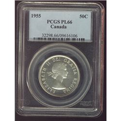 1955 50¢ PCGS PL66.  Should designate Heavy Cameo.