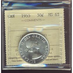 1955 50¢ ICCS MS65.  Gem full white.