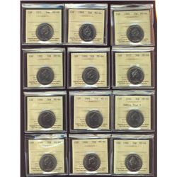 1968 50¢(2), 1969(2), 1971, 1977, 1980, 1981, 1982 SmBds, 1984(2), 1986(2) & 1989 all ICCS MS64.  Lo