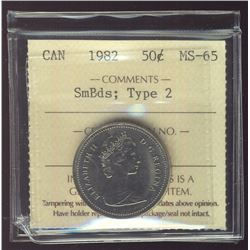 1982 50¢ SmBds Type 2 ICCS MS65.