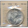 Image 1 : 1936 $1 ICCS MS64.  Sharp white with hint of gold.