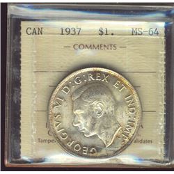 1937 $1 ICCS MS64.  Sharp white with hint of gold.