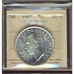 1949 $1 ICCS MS66.  Full white and lustrous.