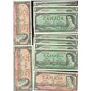 Image 1 : 1954 $1 BC-37b(14) & $2(14).  1954 $1's crisp UNC and $2's circs to VF.  Includes some consec $1 iss