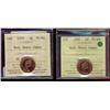 Image 1 : 1968 1¢ & 1970 ICCS PL66 Heavy Cameo.  Lot of 2 coins.