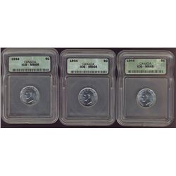 1944 5¢ ICG MS65.  Lot of 3 coins.