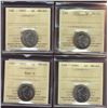 Image 1 : 1992 5¢, 1993, 1994 & 1996 Nr ICCS MS65.  Lot of 4 coins.