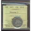 Image 1 : 1871 25¢ Obv 1 ICCS VG8.