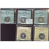 Image 1 : 1958 25¢, 1959 CCCS PL65, 1959 PL66 & 1959 PL65, 1964 PL65 HC both ICCS.  Lot of 5 PL coins.
