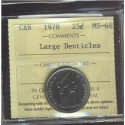 1978 25¢ Lg Dent ICCS MS66.