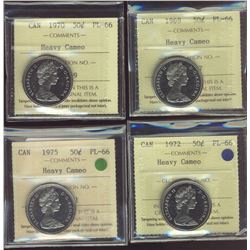 1969 50¢, 1970, 1972 & 1975 ICCS PL66 Heavy Cameo.