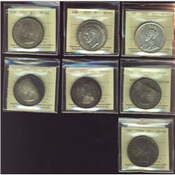 1936 $1, 1937 both EF45, 1953 SF EF40, 1953 NSF VF30(PVC contamination, 1958 MS63, 1960 AU & 1962 Ms